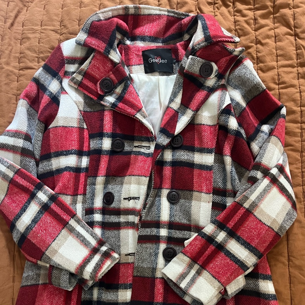 GeeGee Red Plaid Coat without belt